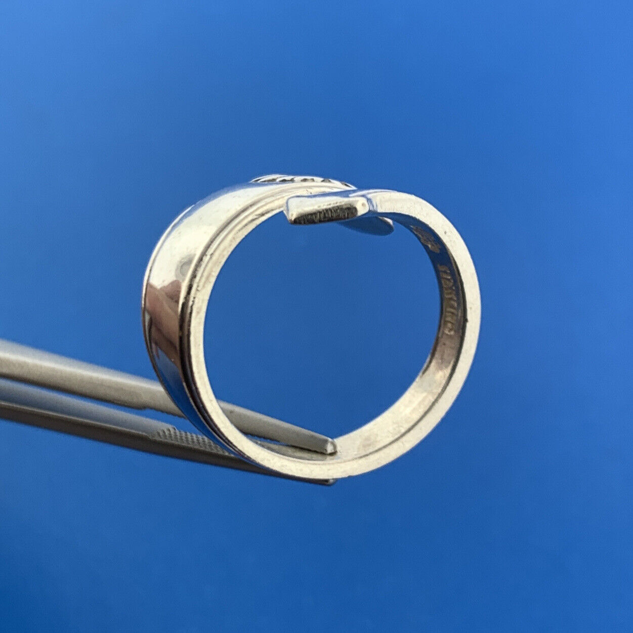 Designer 925 Sterling Silver Floral Flower Bypass Spoon Adjustable Ring