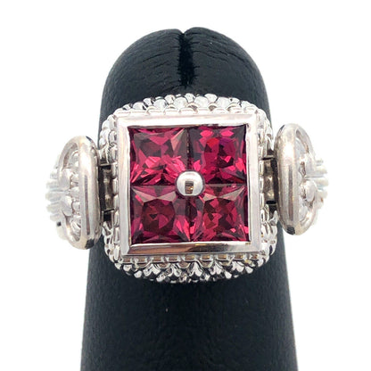 Goldman Kolber GK 14K White Gold 925 Silver 2 Insert Spinel Interchangeable Ring