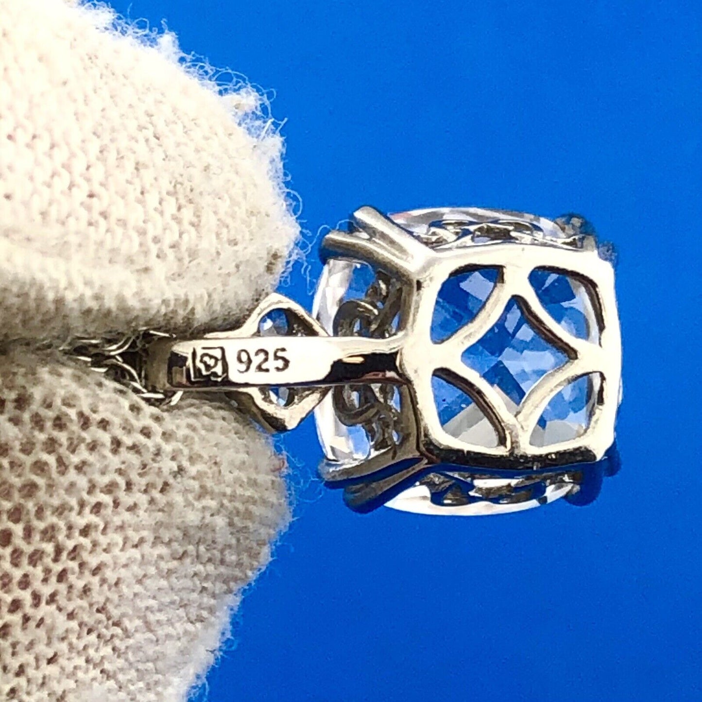 Designer 925 Sterling Silver White Topaz Diamond November Pendant Necklace