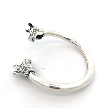 Designer 925 Sterling Silver Horse Head Equine Bypass Open Cuff Bracelet