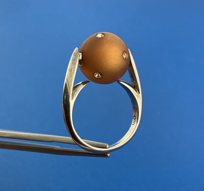 Designer CHD Stunning Sterling Silver 925 CZ Changeable Orb Ring Size 7.75