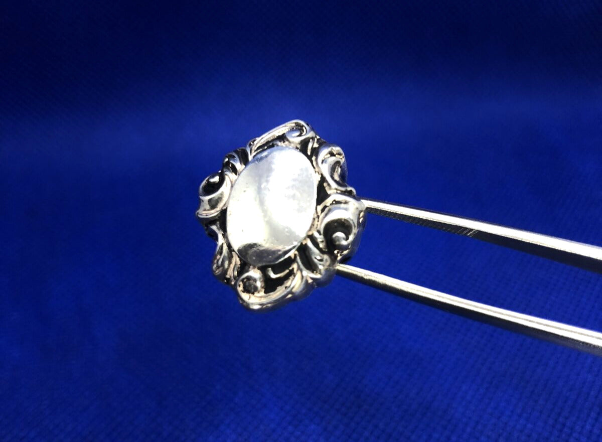 Vintage 925 Sterling Silver Engraveable Scroll Charm Bead Charm Or Pendant