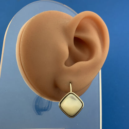 Designer 925 Sterling Silver Mother Of Pearl Square Dangle Drop Earrings