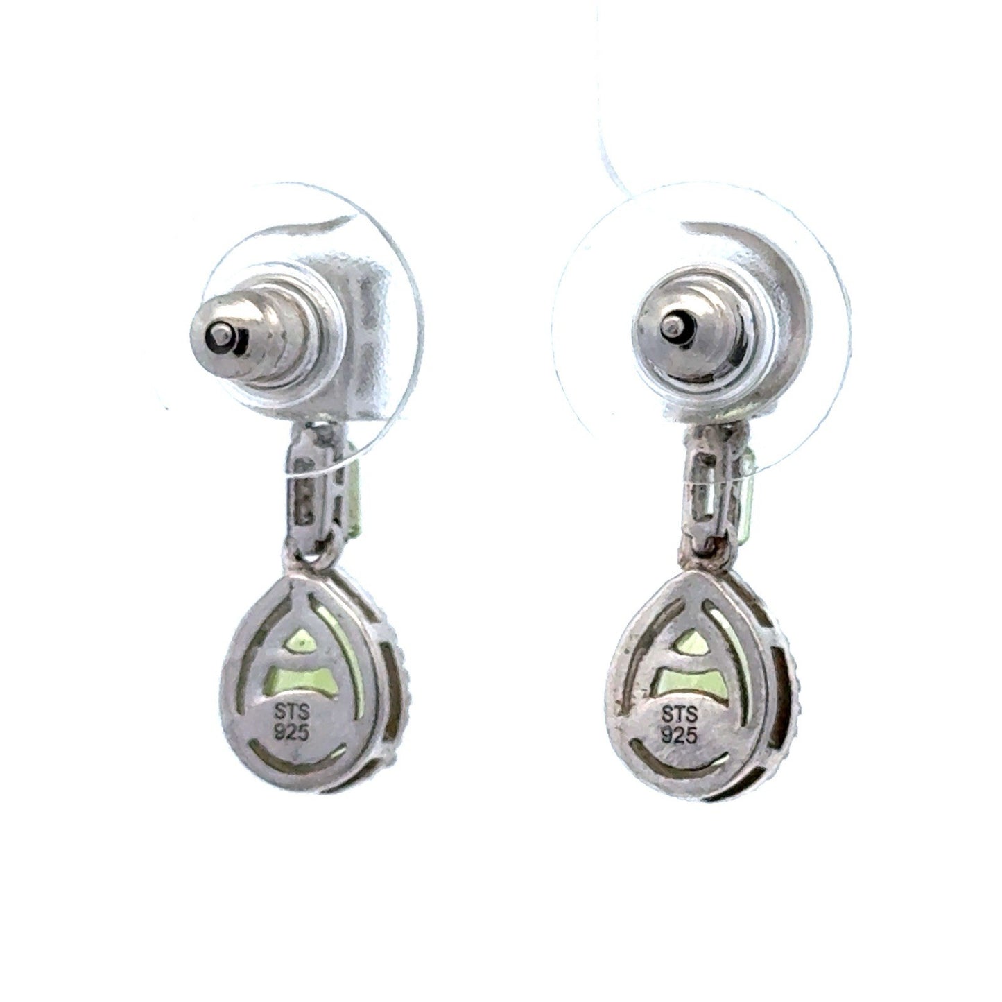 Designer 925 Sterling Silver Peridot Teardrop August Birthstone Dangle Earrings