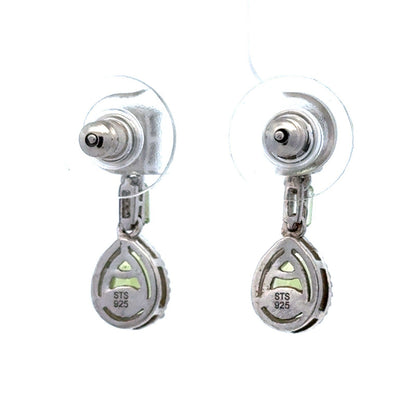 Designer 925 Sterling Silver Peridot Teardrop August Birthstone Dangle Earrings