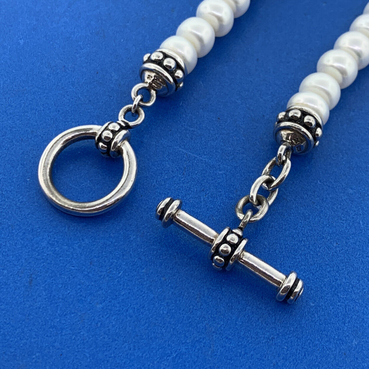 Designer 925 Sterling Silver Pearl June Bridal Anniversary Toggle Necklace