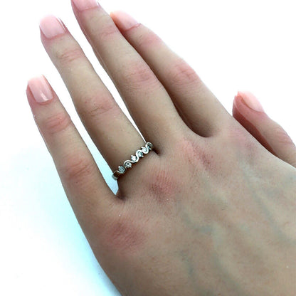 Designer KCO 14K White Gold Round Diamond Wave Wedding Anniversary Band Ring