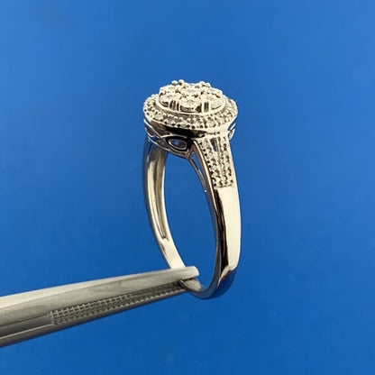 Designer 925 Sterling Silver Diamond Cluster Engagement Anniversary Ring