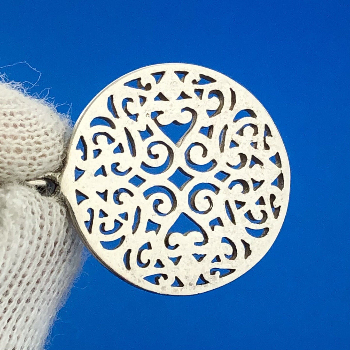 925 Sterling Silver Heart Scroll Open Work Disc Drop Dangle Filigree Earrings