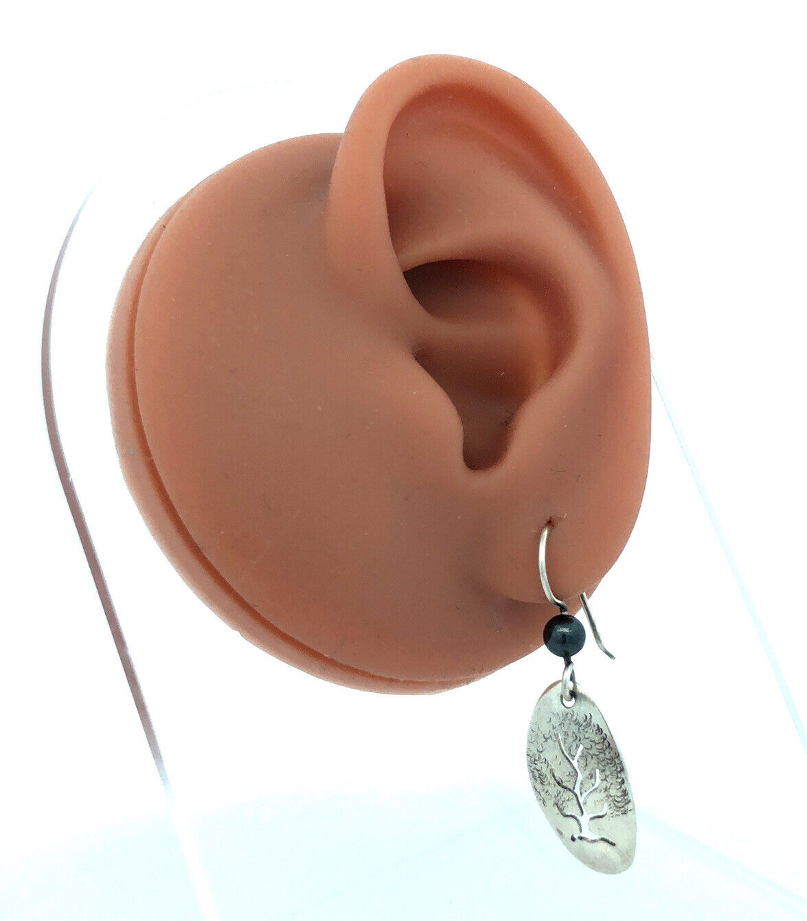 Native American Picto 925 Sterling Silver Hematite Tree Of Life Dangle Earrings