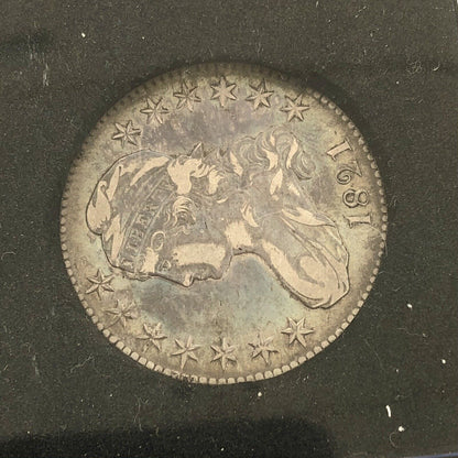 1821 Capped Bust Silver Half Dollar 50c Lettered Edge Ungraded XF Details Coin