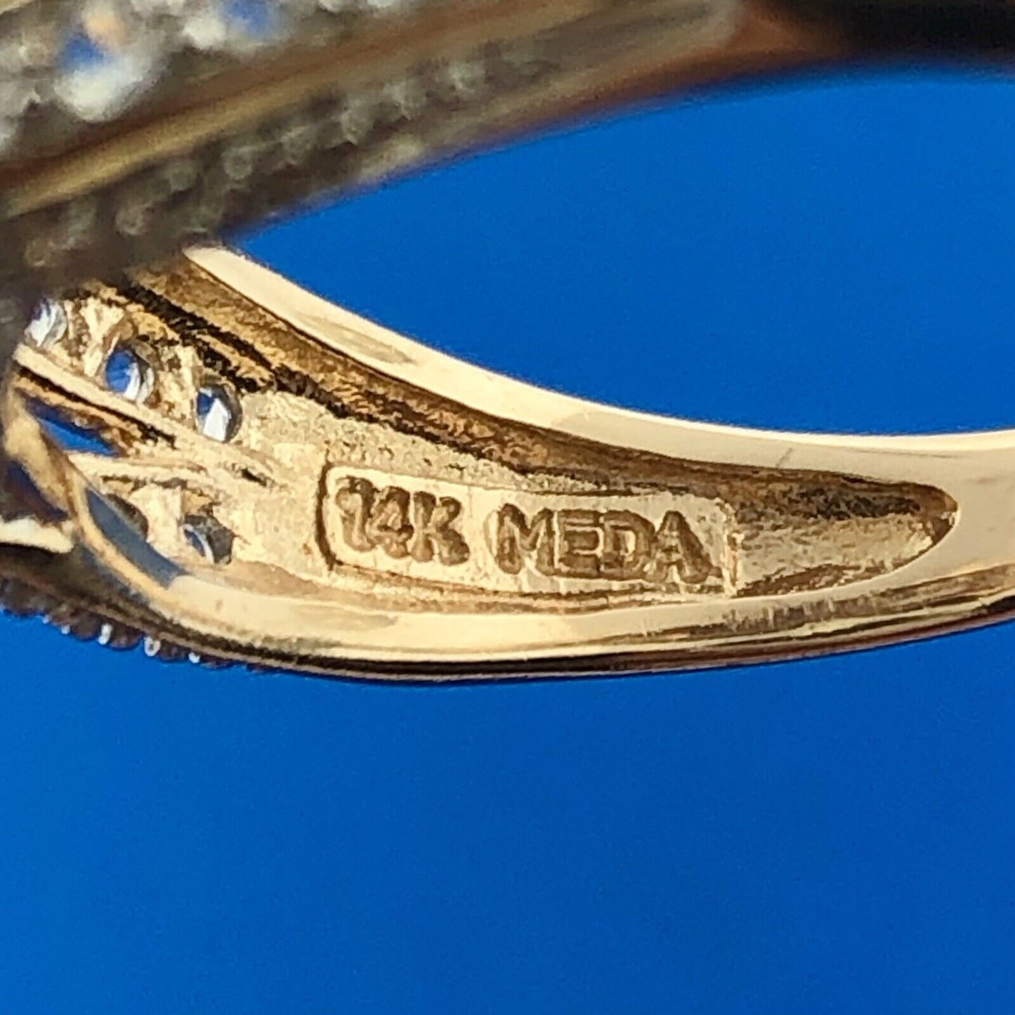 Designer MEDA 14K Yellow White Gold Morganite Diamond Accented Statement Ring