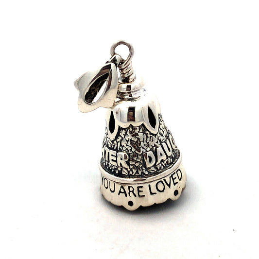 Designer JJ 04 925 Sterling Silver Daughter You are Loved Bell Pendant