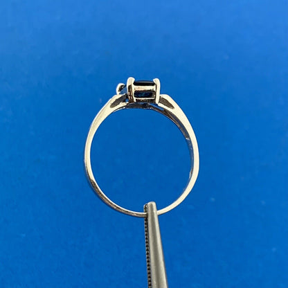 Elegant 14K White Gold Sapphire September Anniversary Birthday Modernist Ring