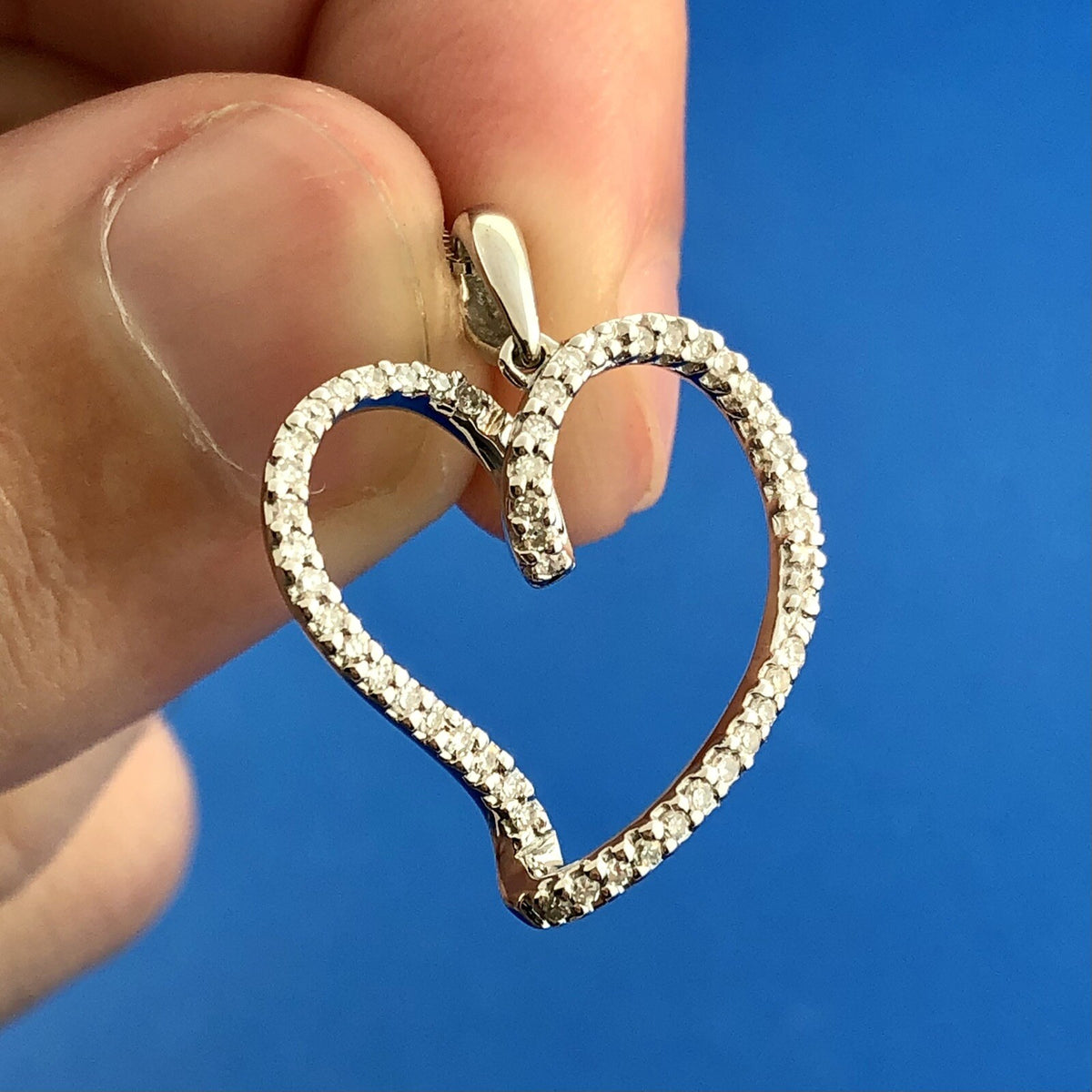 Designer 14K White Gold Diamond Infinity Heart Sweetheart Anniversary Necklace