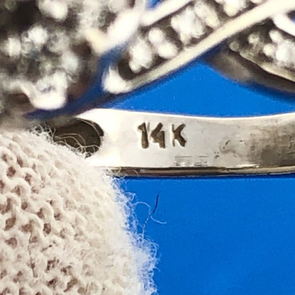 14K White Gold Natural Diamond Solitaire Halo Accent Engagement Anniversary Ring