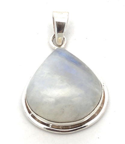 Estate 925 Sterling Silver Teardrop Moonstone Cabochon Solitaire Pendant