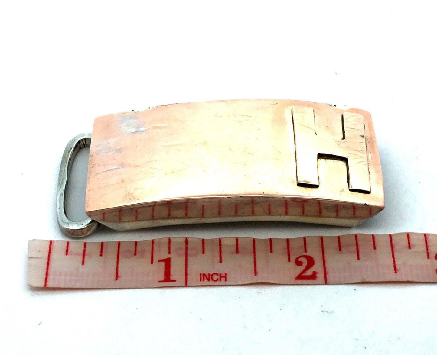 Vintage Guatemala 900 Fine Silver Initial Print H Letter Belt Buckle