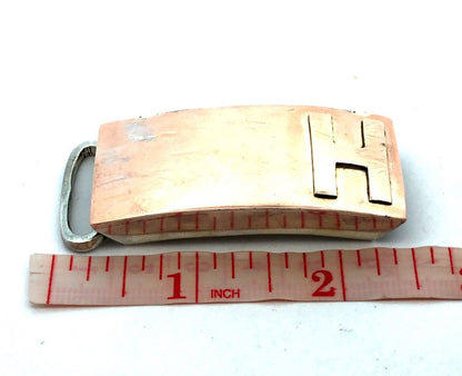 Vintage Guatemala 900 Fine Silver Initial Print H Letter Belt Buckle