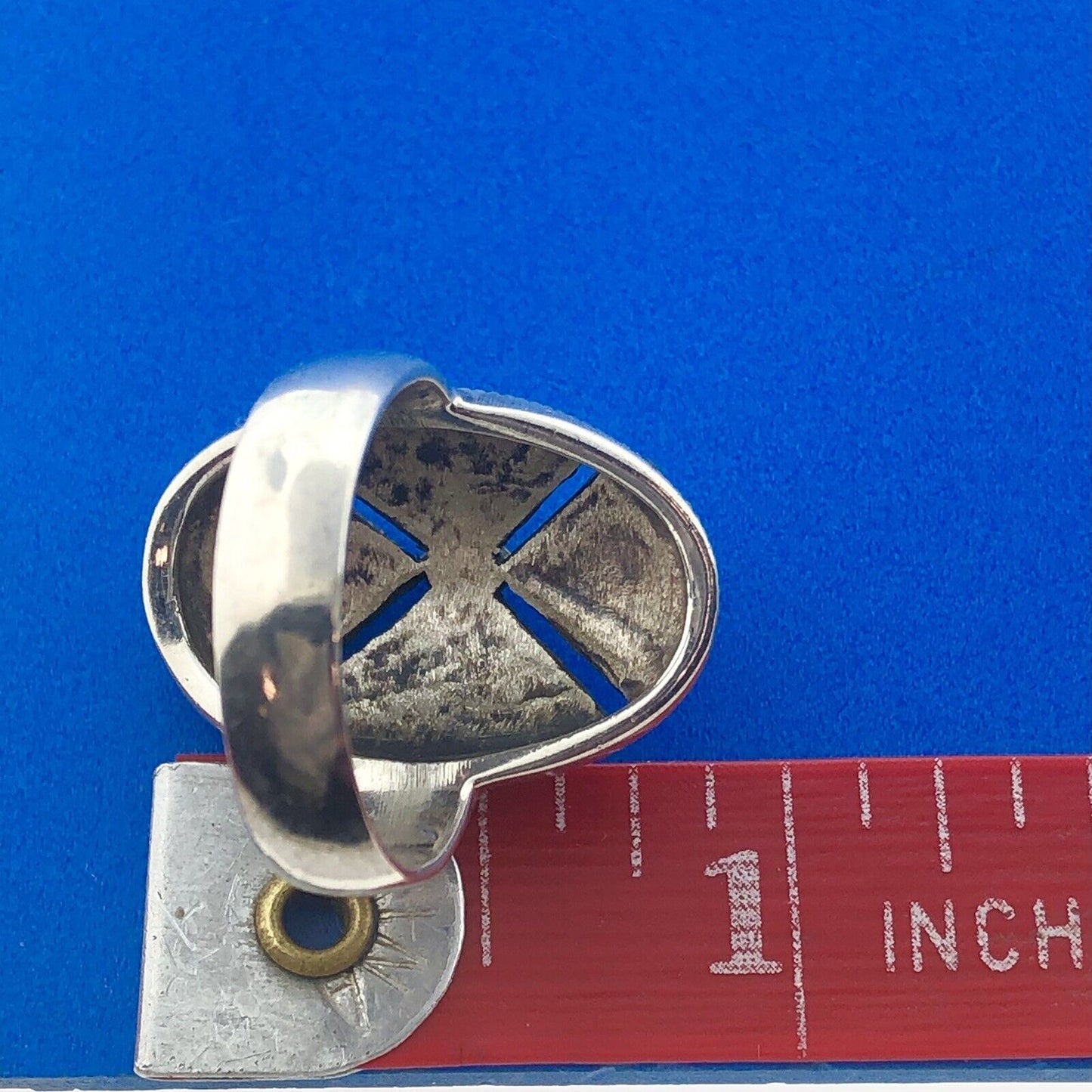 Stunning Sterling Silver 925 Marcasite Layered Cluster Oval Ring Size 7