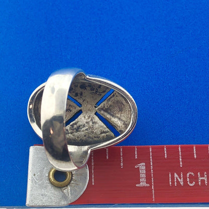 Stunning Sterling Silver 925 Marcasite Layered Cluster Oval Ring Size 7