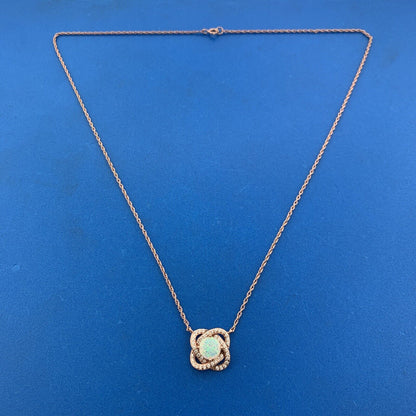 Jacmel Mauritius JCM 925 Sterling Silver Rose Tone Opal Cubic Zirconia Necklace