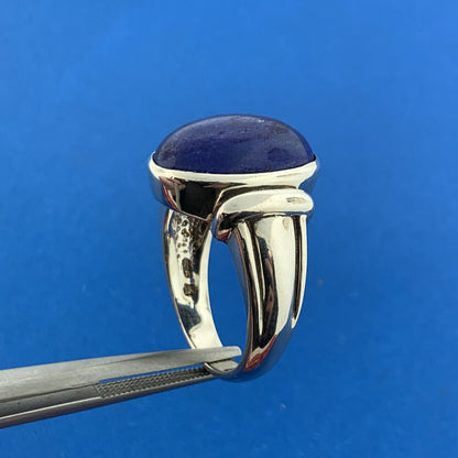 Designer 925 Sterling Silver Lapis Lazuli Cabochon Statement Dome Ring