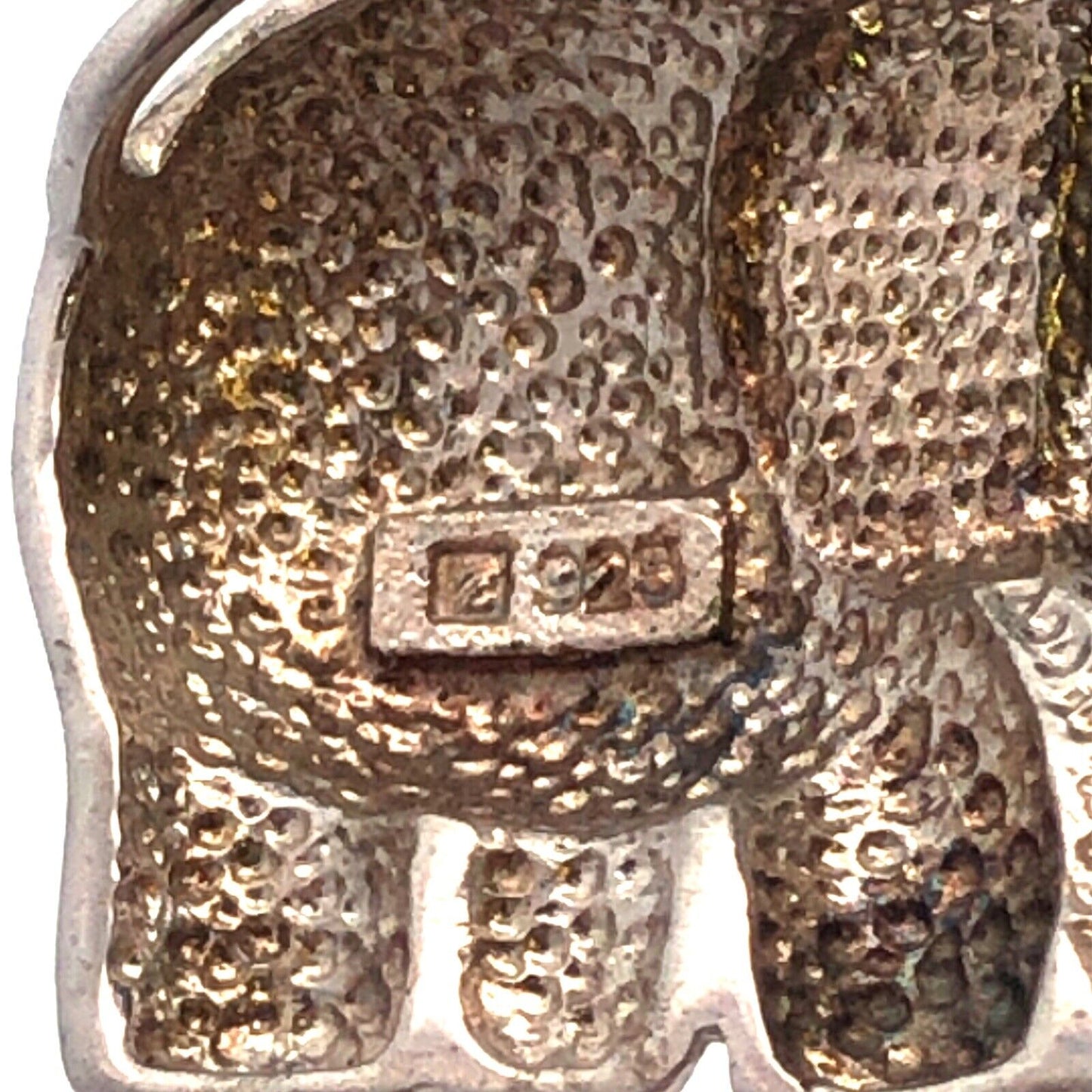 Designer 925 Sterling Silver Round Diamond Elephant Animal Pendant