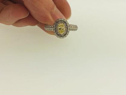 Sterling Silver Yellow White Cubic Zirconia Engagement Bridal Ring S179