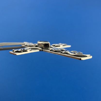 Designer PSCL 925 Sterling Silver Marquise Blue Spinel Statement Cross Pendant