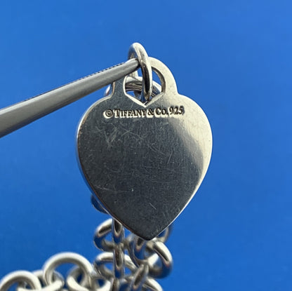 Tiffany & Co 925 Sterling Silver Engravable Heart Tag Rolo Link Bracelet