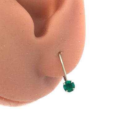 Elegant 14K White Gold Emerald Green Cubic Zirconia Starter Leverback Earrings