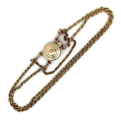 Designer KLJCI 14K Yellow Gold Two Strand Rope Chain Slide Charm Bracelet