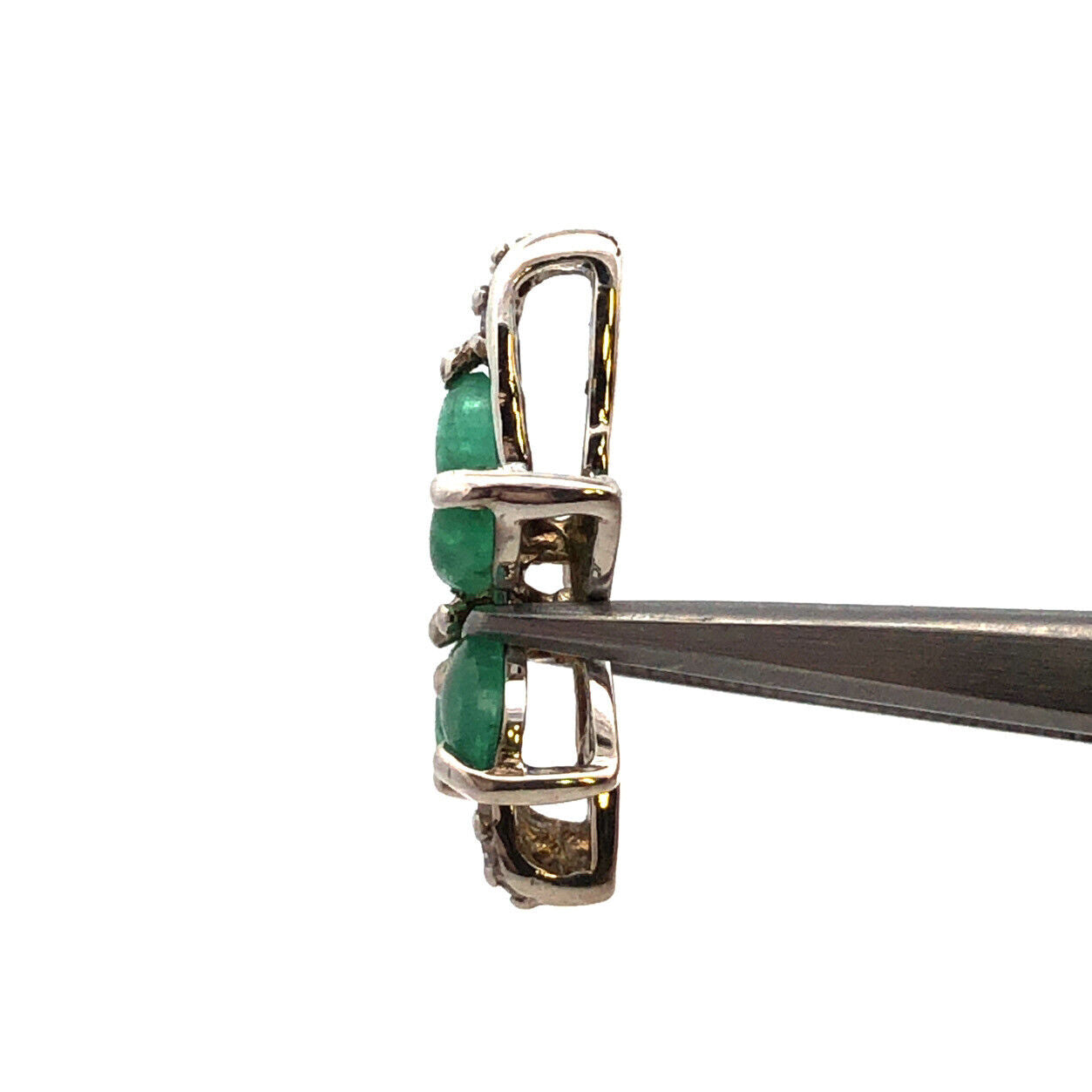 Designer TGGC 925 Sterling Silver Green Tourmaline Diamond Accent Flower Pendant