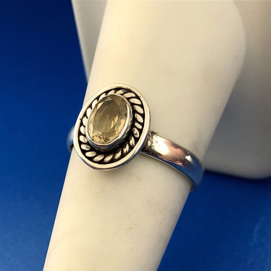 Retro Sterling Silver 925 Oval Citrine November Anniversary Birthstone Ring