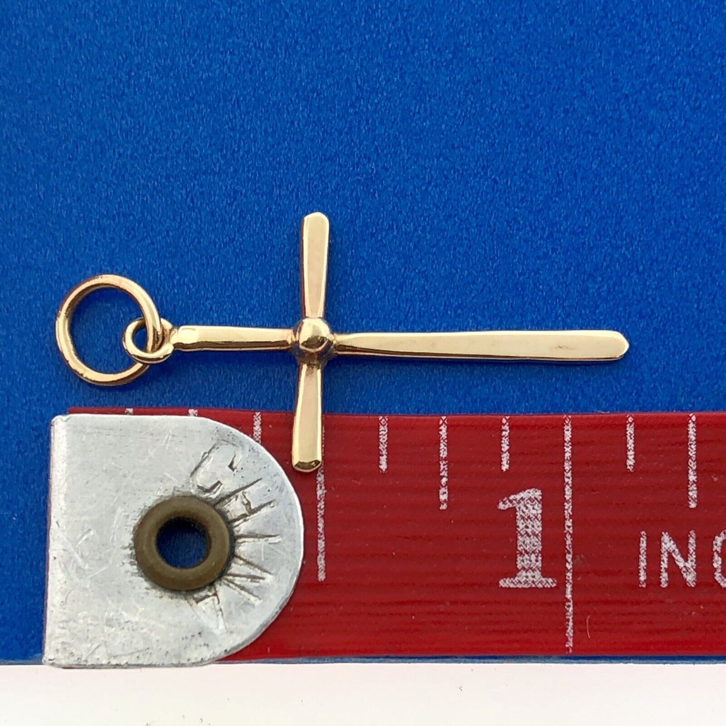 Modernist 10K Yellow Gold Polished Cross Religious Easter Charm Pendant