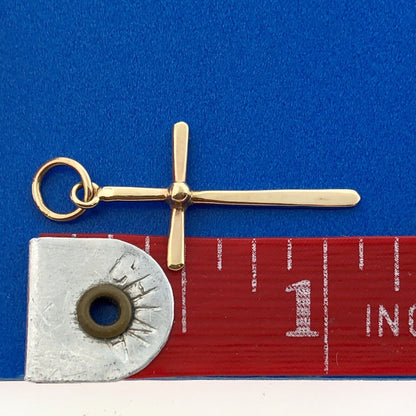 Modernist 10K Yellow Gold Polished Cross Religious Easter Charm Pendant