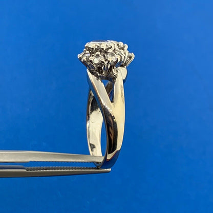 Vintage 18K White Gold Diamond Duo W/Halo Statement Bypass Ring