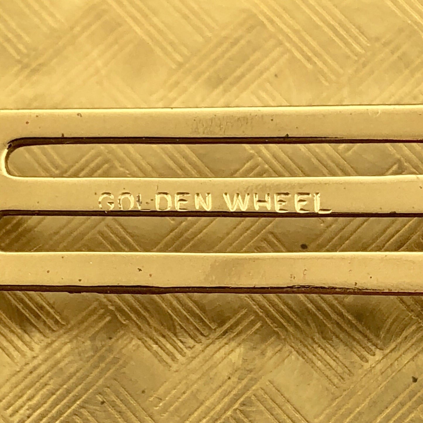 1948 Golden Wheel Gold Tone Basket Weave Etched Cigarette Business Card Case
