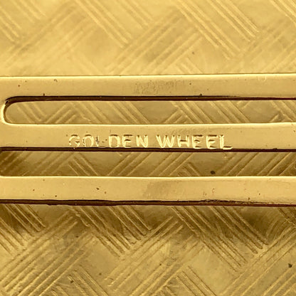 1948 Golden Wheel Gold Tone Basket Weave Etched Cigarette Business Card Case