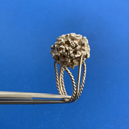 Artisan 925 Sterling Silver Nugget Flower Cluster Statement Dome Size 5.5 Ring
