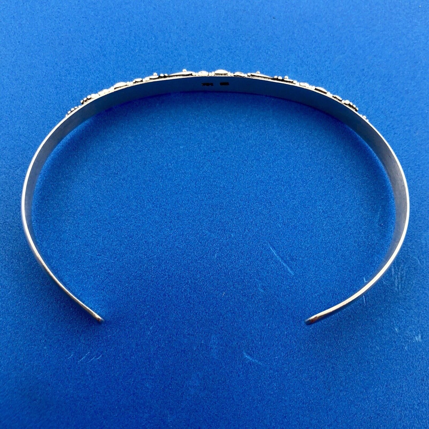 Designer Sterling Silver 18K Yellow Gold Dot Bead Scroll Work Bangle Bracelet