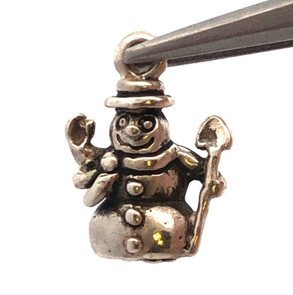 Vintage 925 Sterling Silver Snowman Christmas Holidays Dangle Charm