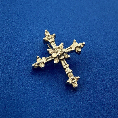 14K White Gold Diamond Encrusted Cross Easter Communion Bible Religious Pendant