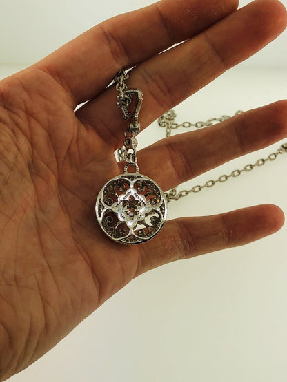 Judith Ripka Sterling Silver 925 Diamonique CZ Enhancer Pendant Station Necklace