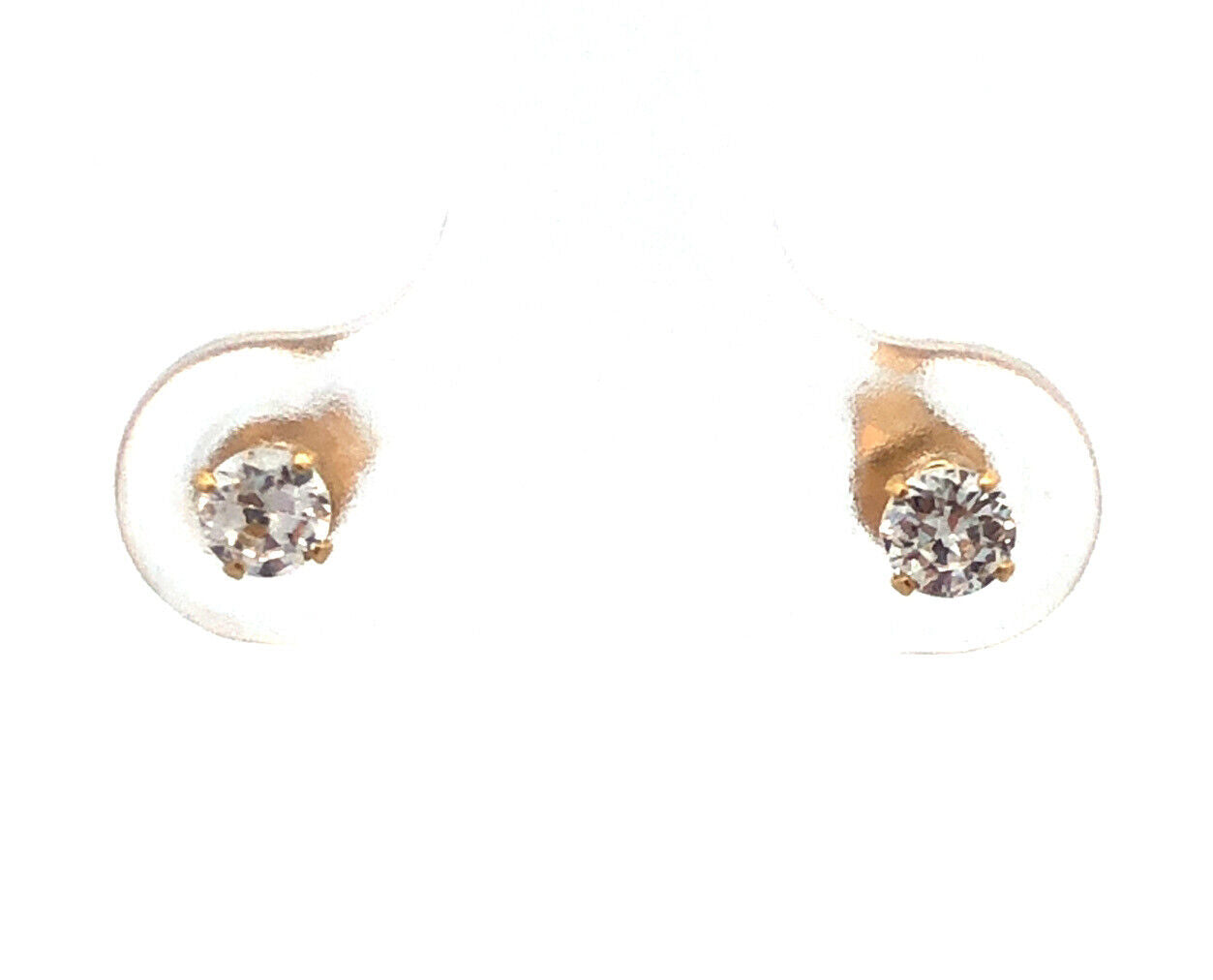 14K Yellow Gold Round Cubic Zirconia Everyday Petite Stud Earrings