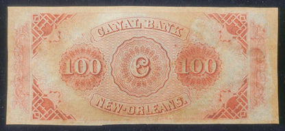 1800s $100 Canal Bank, New Orleans, Louisiana Obsolete Currency Paper Bank Note