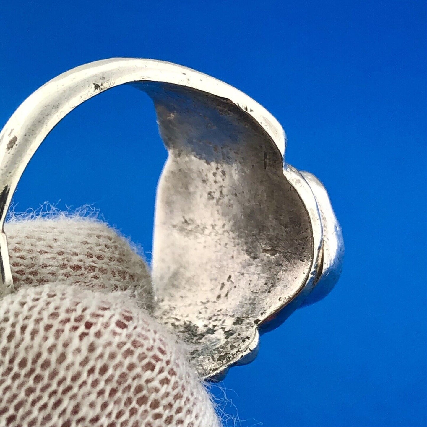 Stunning Sterling Silver 925 Chunky Turquoise Coral Wing Ring Size 10.5