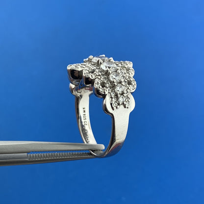 Designer 925 Sterling Silver Cubic Zirconia Waterfall Statement Anniversary Ring