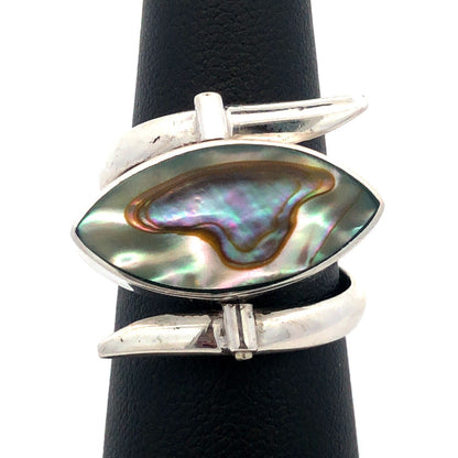 Designer HCB Mexico 925 Sterling Silver Turquoise Abalone Modernist Flip Ring